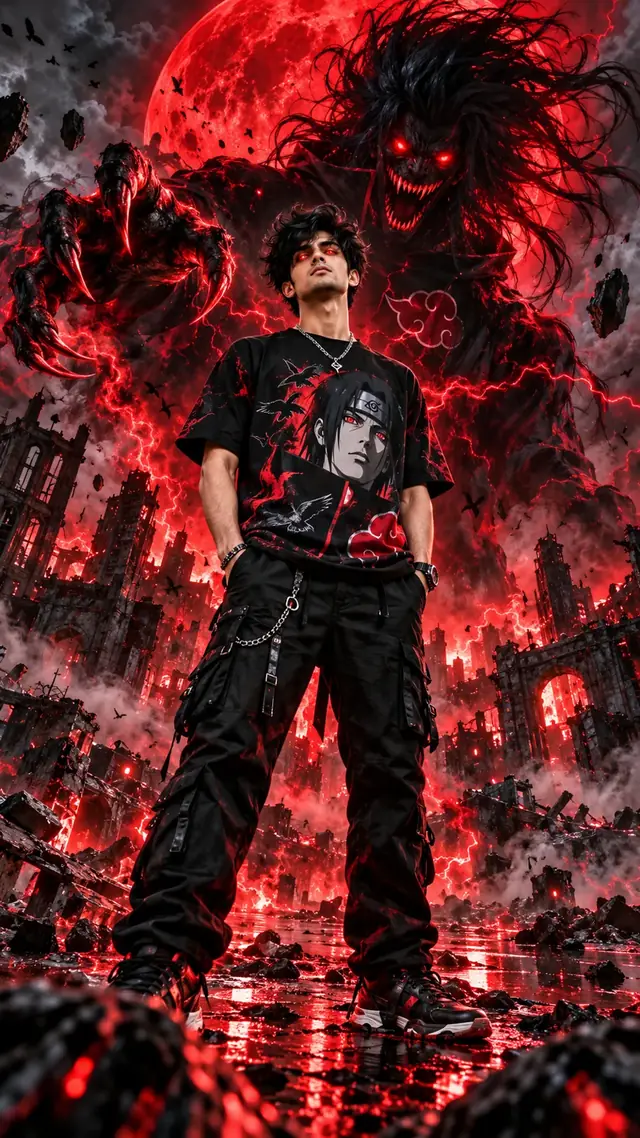Dark Demon Shadow – Red Moon Anime Boy