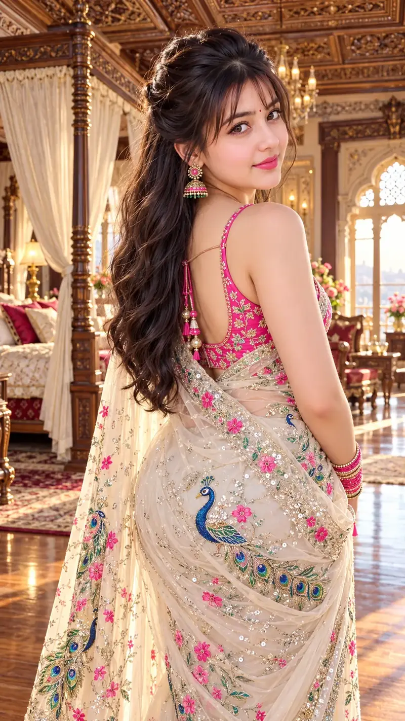 Royal Peacock Embroidered Saree Beauty