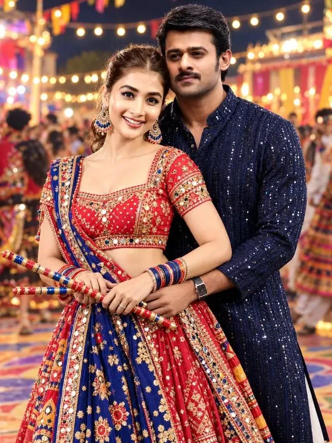 Romantic Navratri Garba Couple Traditional Outfit AI Photo Prompt