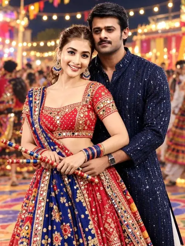 Romantic Navratri Garba Couple Traditional Outfit AI Photo Prompt