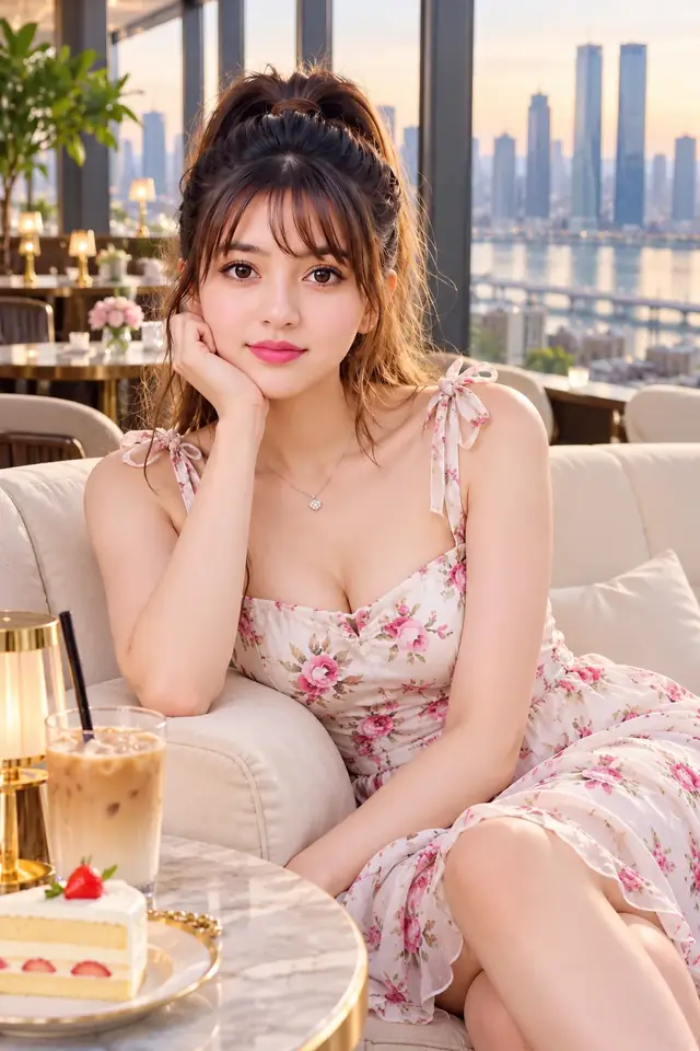 Seoul Elegance – Luxury Café Portrait with a Stunning City Skyline 🇰🇷✨