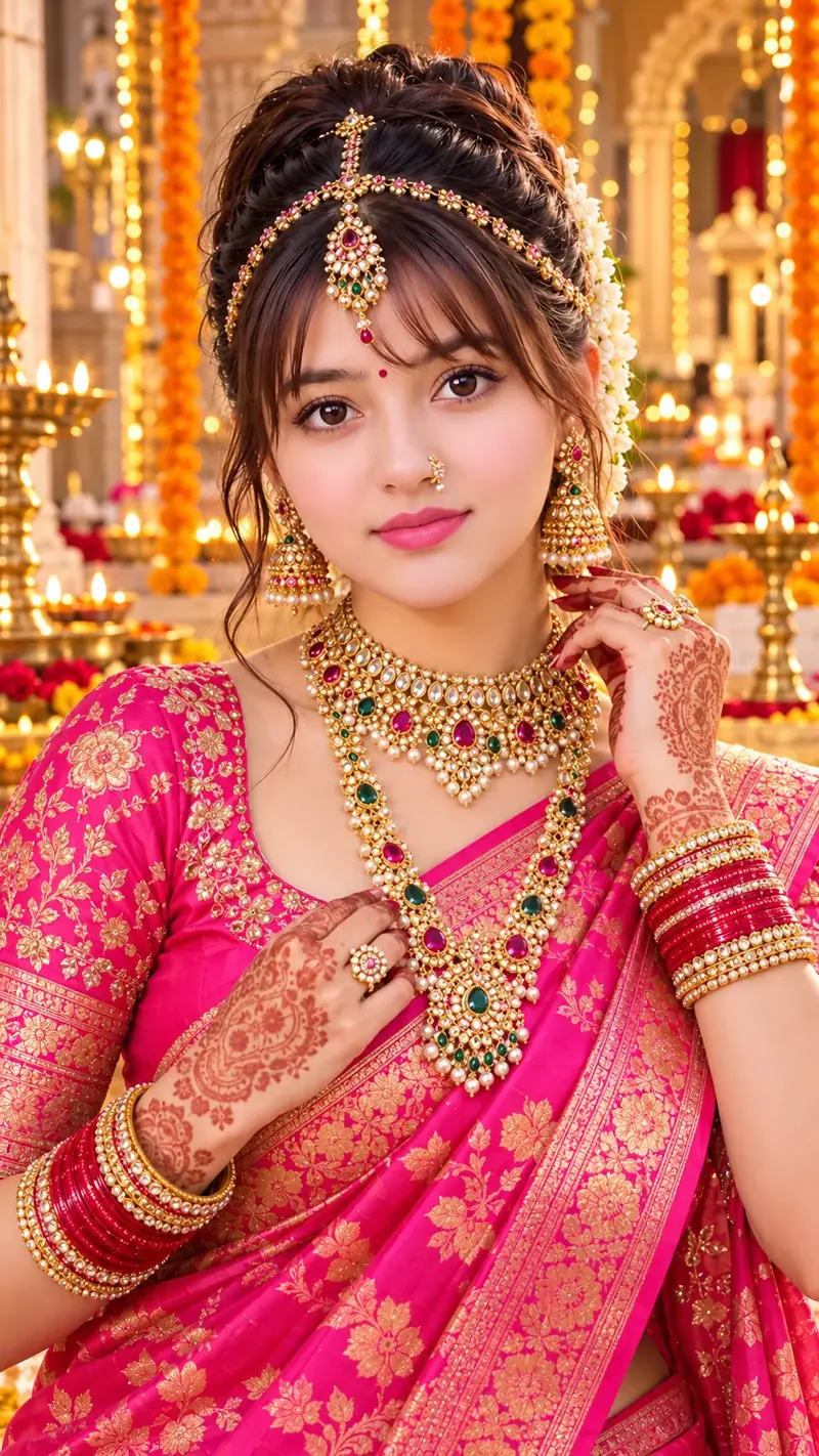 Royal Pink Bridal Queen – Traditional Indian Wedding Portrait